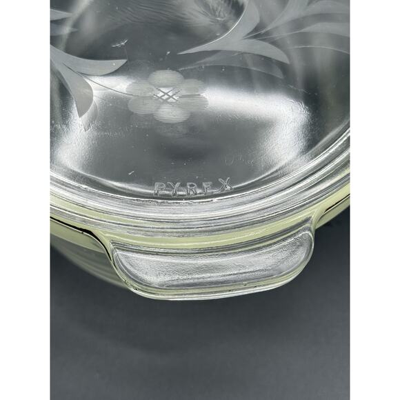 Pyrex clear glass etched lid 1 quart casserole vintage 033-633 - Picture 4 of 5